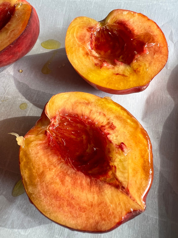 Baked Peaches with Ice Cream